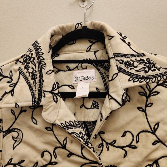 VTG 3 Sisters Women's M Embroidered Floral Paisley Tapestry Jacket Pea Coat - Picture 5 of 10
